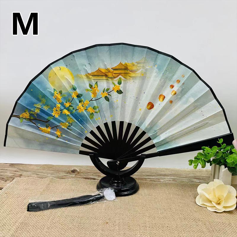 Abanico antiguo chino clásico de doble cara, abanico masculino de estilo chino, accesorios Hanfu para mujer, abanico plegable, decoración del hogar, abanico artesanal