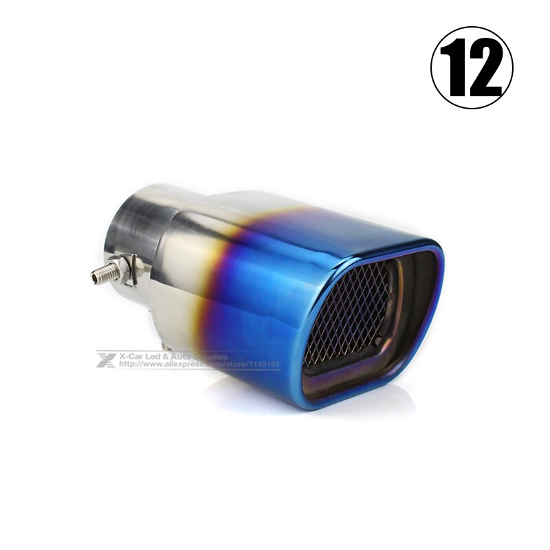 Silenciador de cano de escape universal, cano de aço inox com ponta de escape modificada, acessórios para garganta traseira: 12