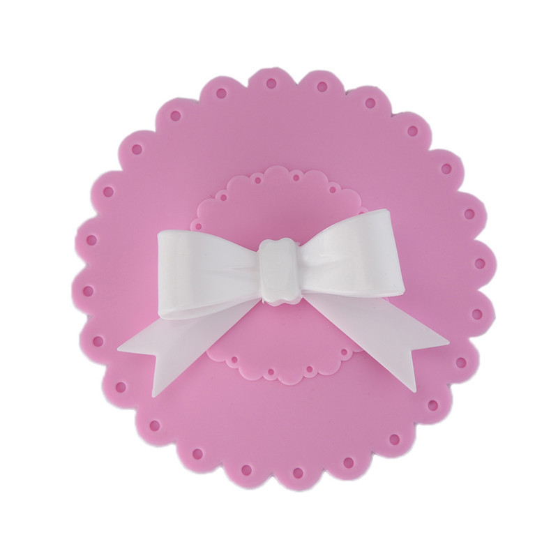 Søt gjenbrukbart kopplokk med bowknot silikon anti-støvskål deksel termisk isolasjon kopp tetninger glass krus dekker drinkware deler: Rosa