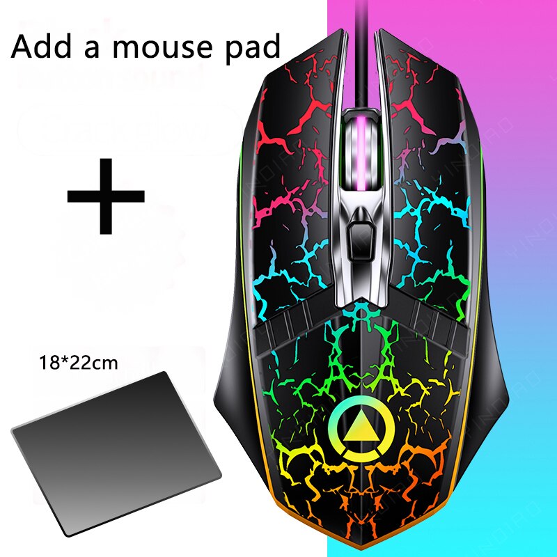 2021 Mouse cablato USB 2400 DPI ottico 6 pulsanti Mouse da gioco LED luce respiratoria 1.5M cavo Computer/Mouse da gioco per PC portatile: G11-bk-mouse-pad