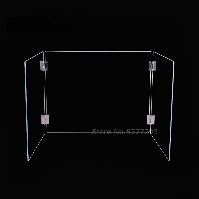 Folding hinged transparent acrylic barrier sneeze guard protection safety counter For retail display school classroom