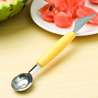 Cuchara de excavación de bolas de helado 2 en 1, herramienta de sandía, melón, fruta, tallado, Diy, surtido de platos fríos, accesorios de cocina, 1 ud.: 4