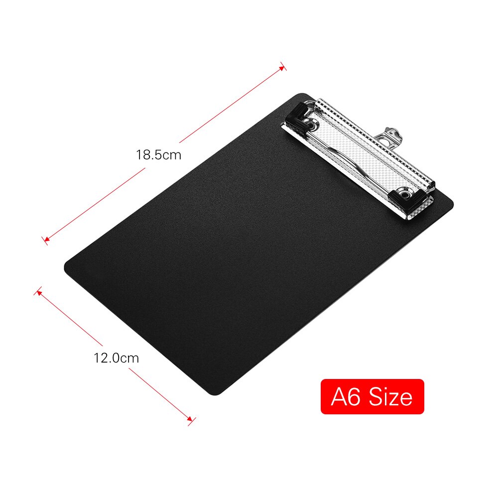 Plastikowy schowek metalowy klips notatki teczka teczka na dokumenty z wiszące pętli dostawa artykułów piśmienniczych: czarny -A6