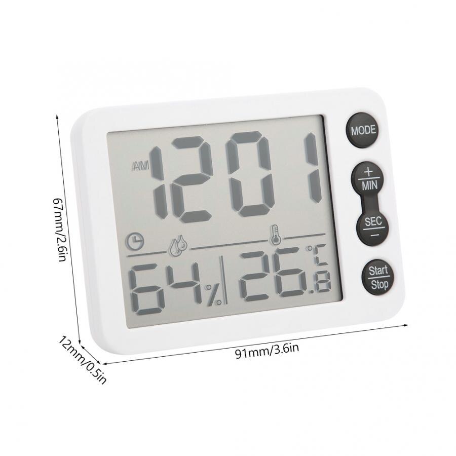 Temperature and Humidity Meter Multifunctional Indoor Thermometer Hygrometer Large Screen Alarm Clock with Countdown