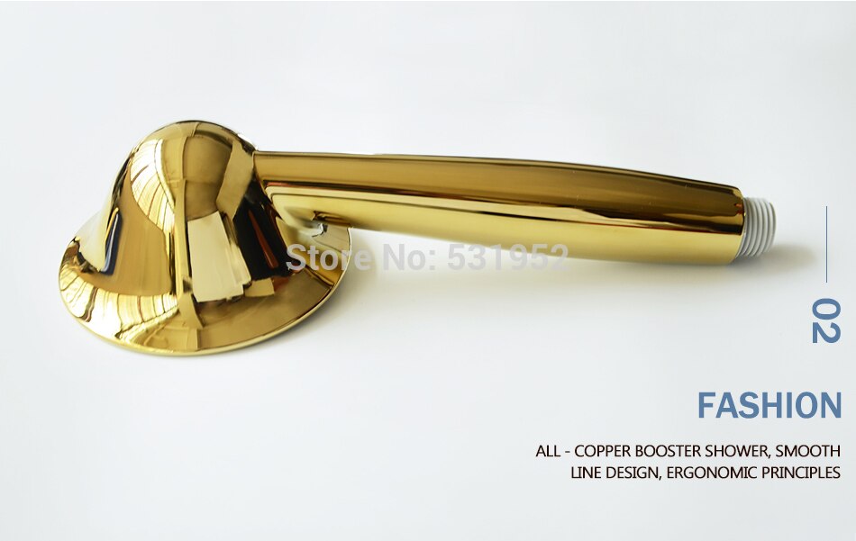 3 Function Gold Plated Hand Held Shower Head Hose and Bracket Holder Antique Gold Sprayer Multifunction Function