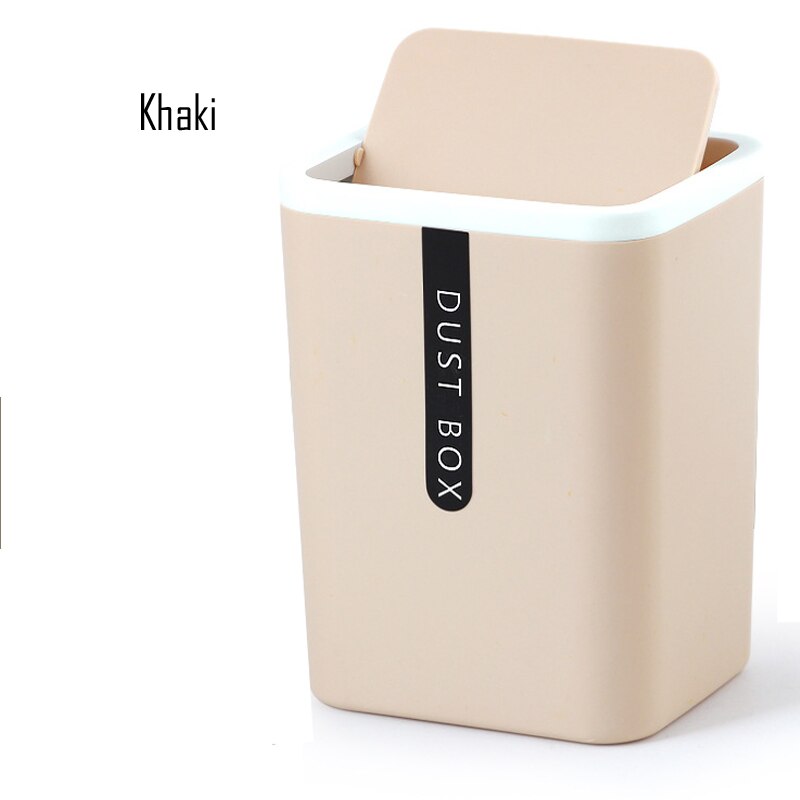 Mini Small Waste Bin Desktop Garbage Basket Home Table Plastic Office Supplies Trash Can Dustbin Sundries Barrel Box: Khaki