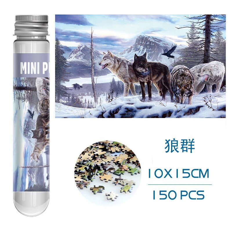 Mini Test Tube Puzzle 150pcs Deer Dogs Jigsaw Puzzle Decompress Toy Educational Family Game: Red