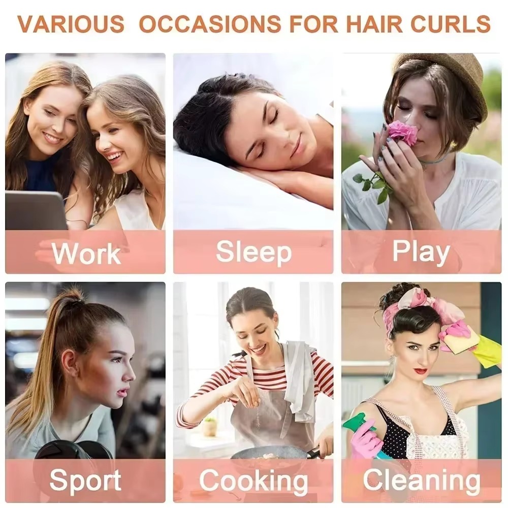 Diadema con varilla rizadora sin calor, rizador de pelo suave sin cabeza, rulos para el cabello, rizos para dormir perezosos, diadema rizadora, herramientas de estilismo