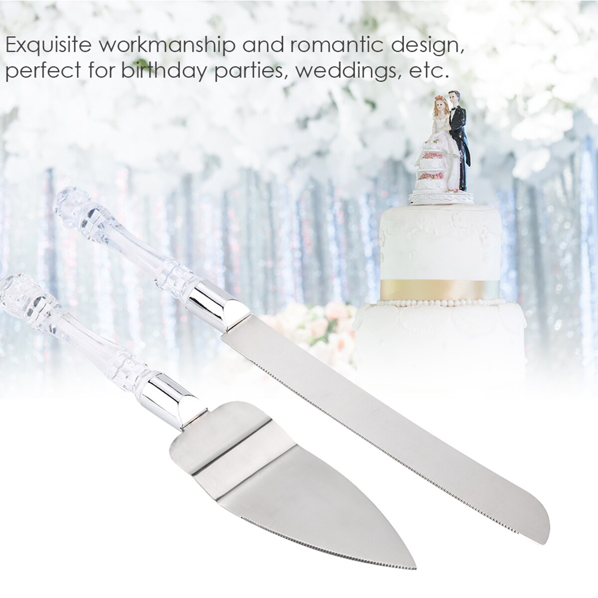 2 uds. De cuchillo para pastel de boda de resina de flores juego para Pala, juego de cúter de pala para pastel, herramienta para pastel de boda, suministros de cocina