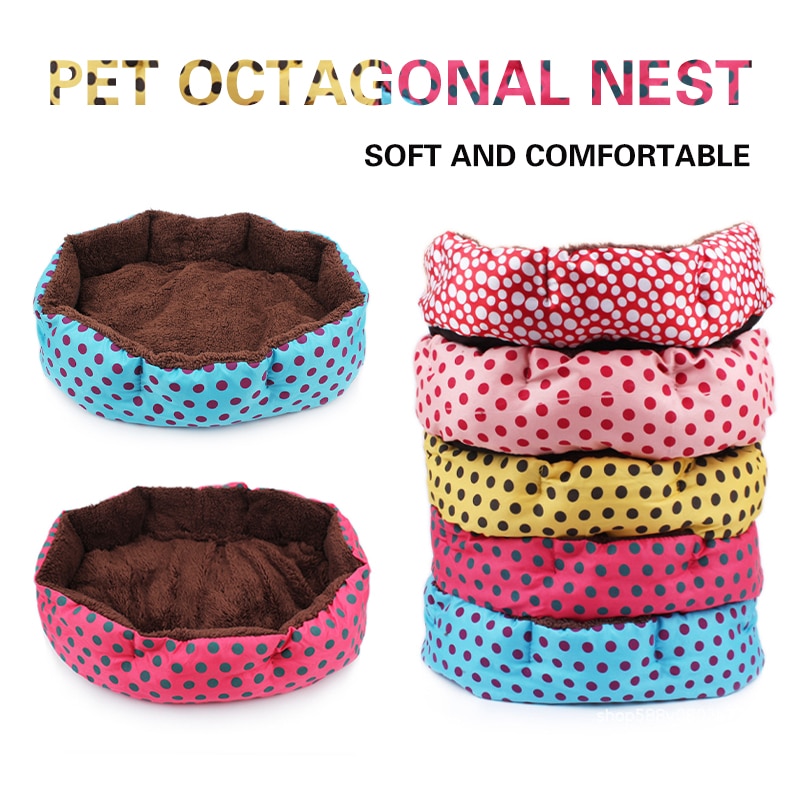 Achthoekige Pet Hond Bed Lange Pluche Opvouwbare Huisdier Bedden Zachte Wasbare Hond En Kat Mat Kennel Winter Warm Huisdier Kussen producten
