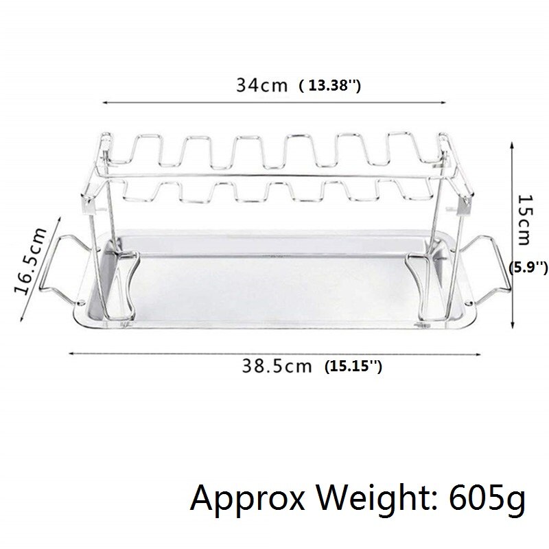 Chicken Wing Leg Rack with Drip Tray Stainless Steel Barbecue Bracket BBQ Dishes for Grill Smoker Picnic Holder Cooking Tools