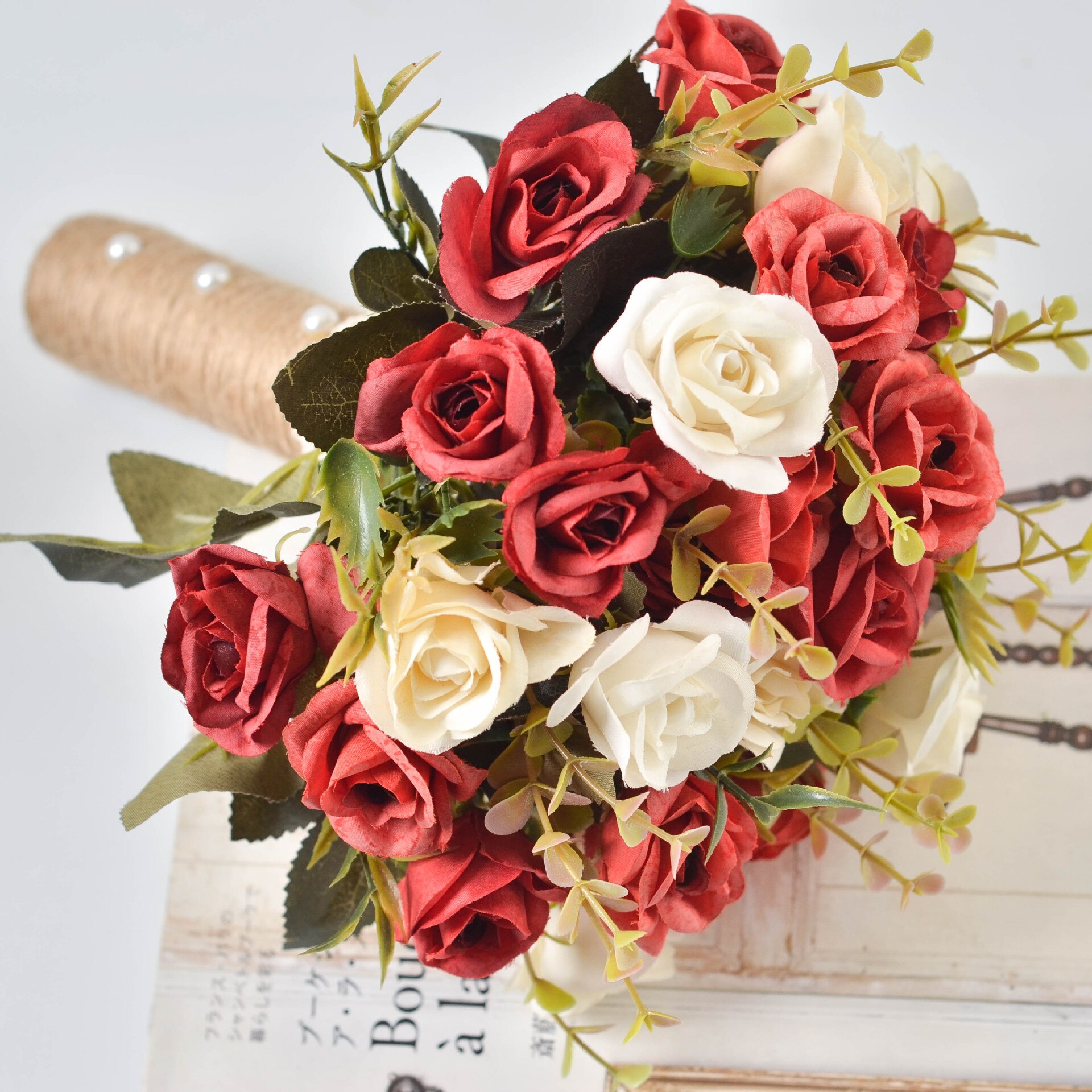 Koreansk brud holder blomster brudepige bryllup søstre gruppe rose pæon brudebuket silke simulation blomsterkunst