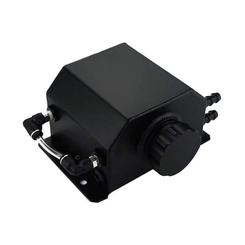 Universal 1L Aluminum Auto Radiator Coolant Expansion Alloy Tank With Drain Plug 1000Ml: Black
