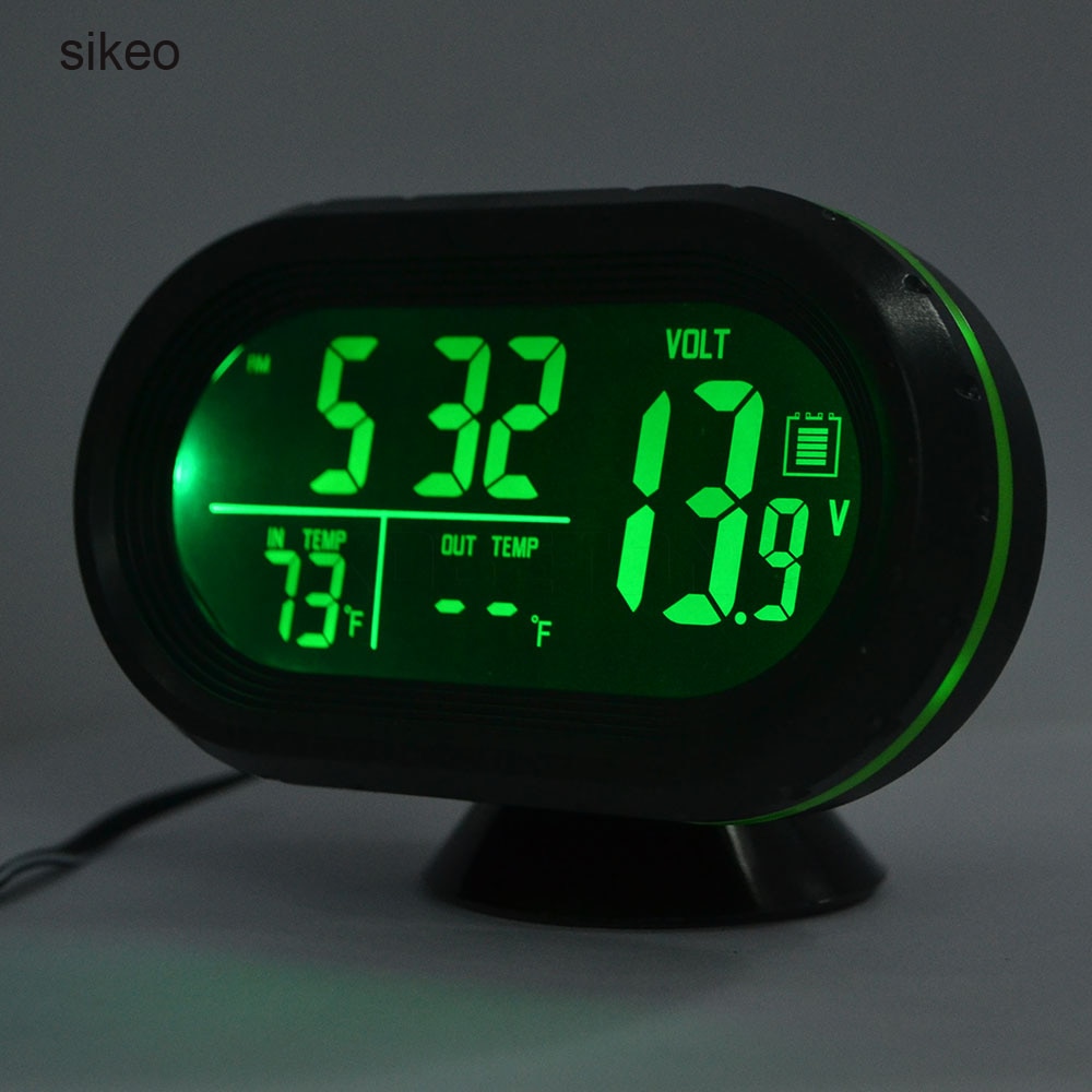 Portable 3 in 1 Car Clock Digital Temperature &amp; Voltmeter Backlight Watch Car Indoor Outdoor Thermometer Decoration