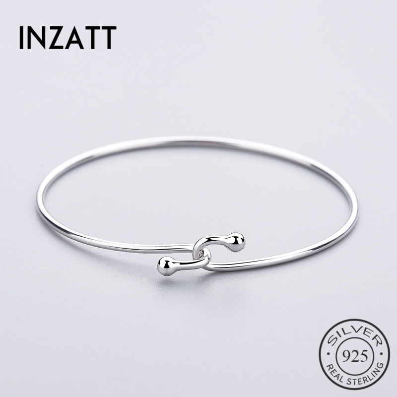 INZATT Minimalist Geometric Round Clean surface Bracelet Real 925 Sterling Silver Fine Jewelry For Women Anniversary Accessories