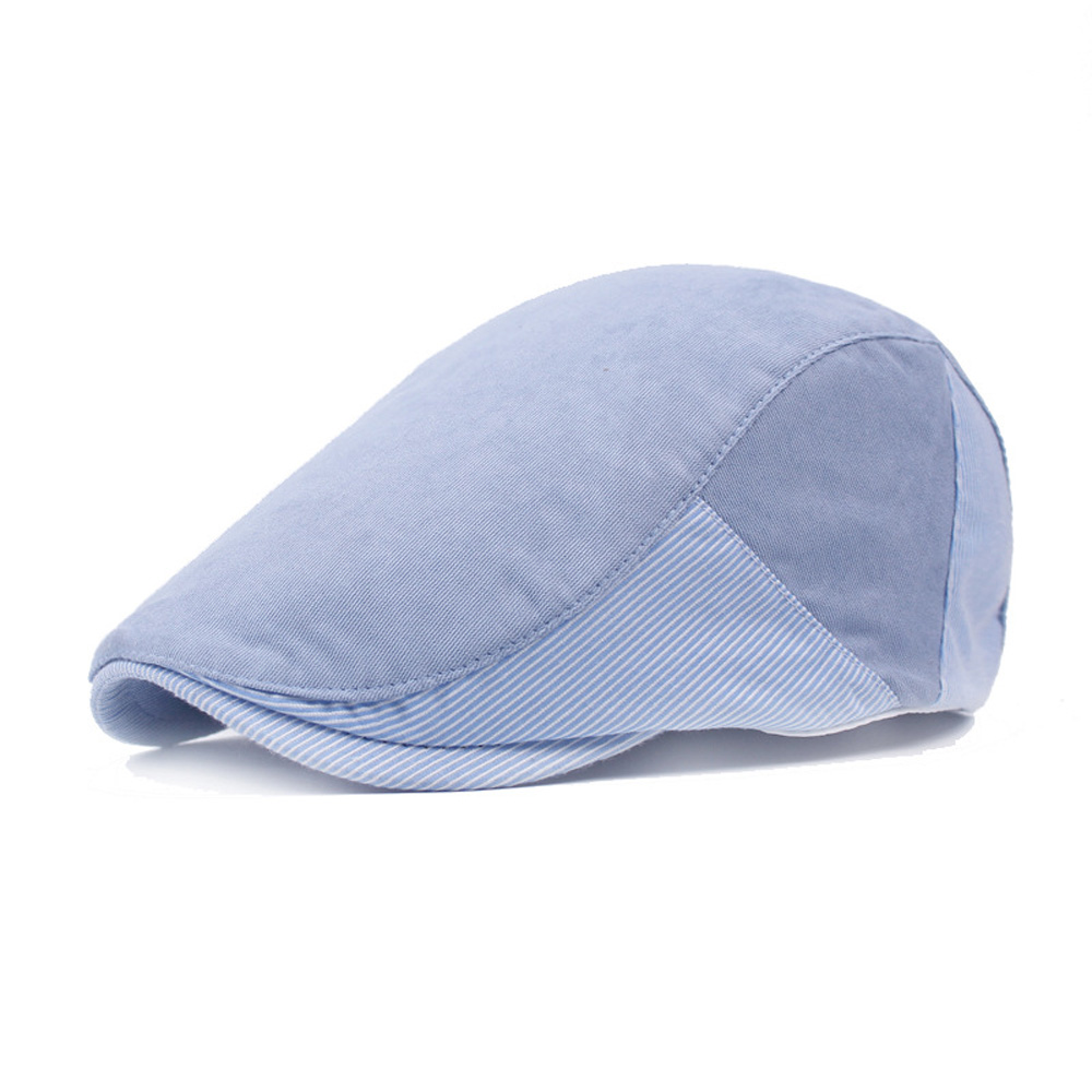 Menns vanlig bomullsstripe topplue golf kjører flat beret avisboy sportscaps cshat 0009: Himmelblå