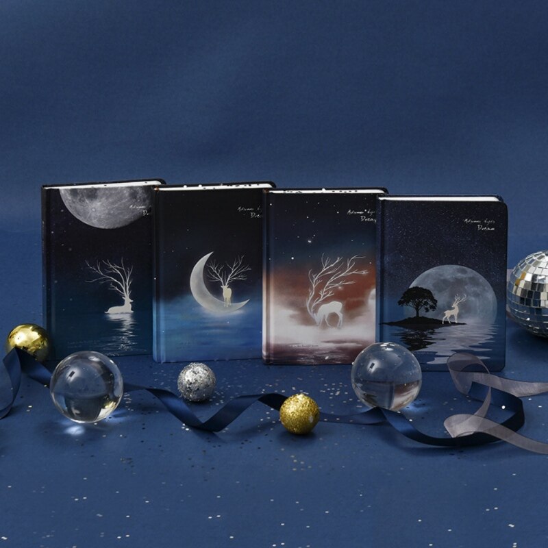 Christmas Theme Luminous A5 Journal Daily Notebook Blank Color Pages Hardcover Planner School Office Stationery