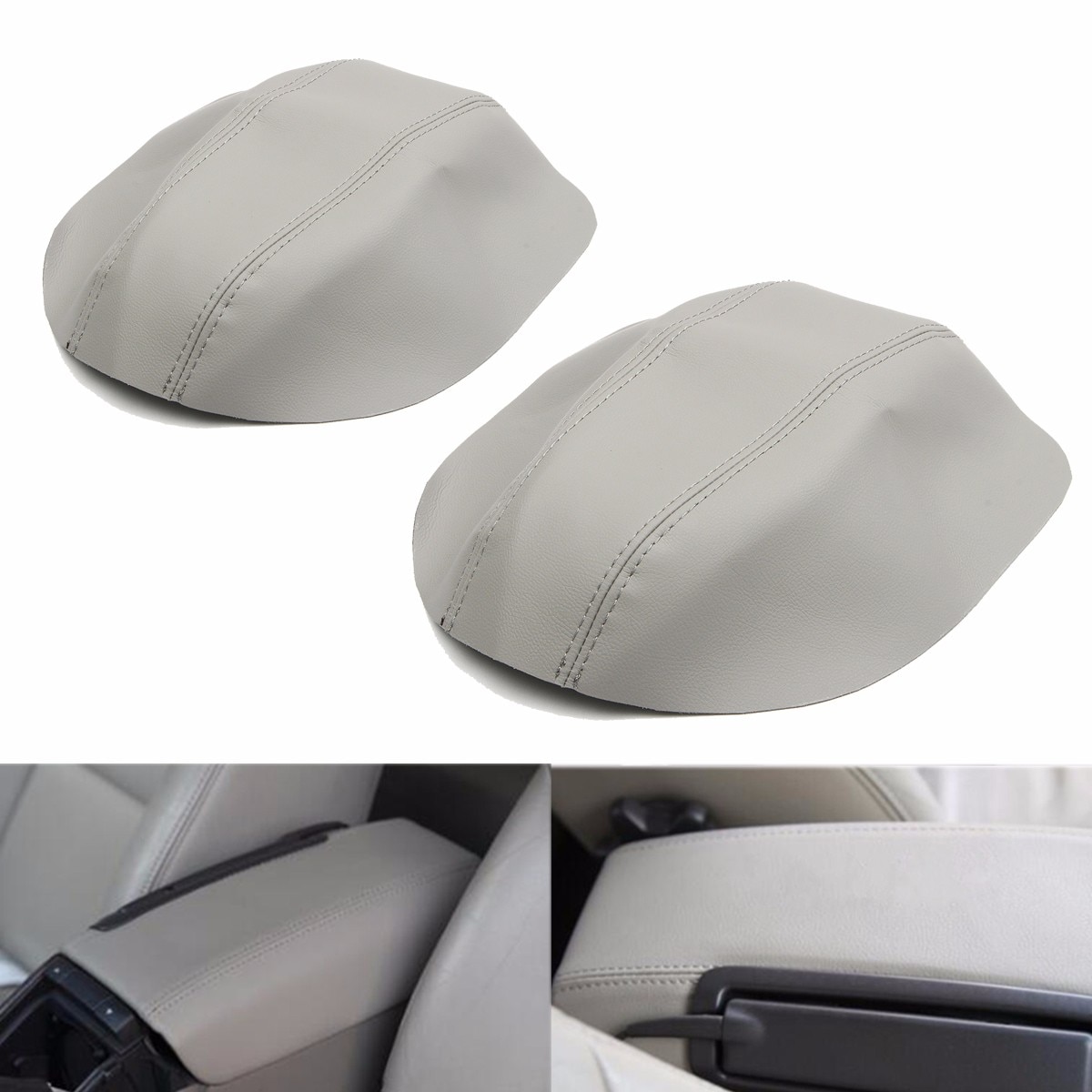 Grå läder bil mittkonsol armstöd lock lock pad för volvo  s80 1999-2006 auto bil byte interiör armstöd delar