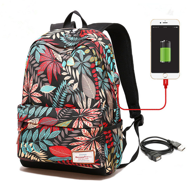 Usb Opladen Laptop Vrouwen Rugzak Voor Tiener Studenten Meisjes School Rugzak Afdrukken Vrouwelijke Reizen Bagpack: Red Big