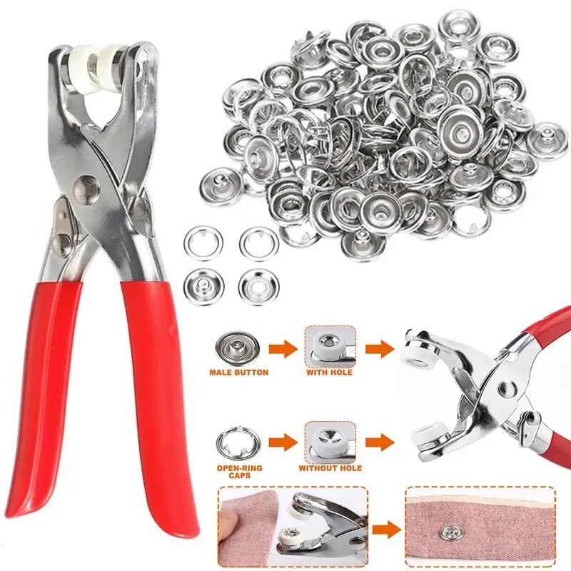 400 pièces anneaux à broches 9.5mm boutons de boucle pince de couleur métal bouton pression griffe bricolage ensemble pince à pression manuelle Rivet boucle outil de couture