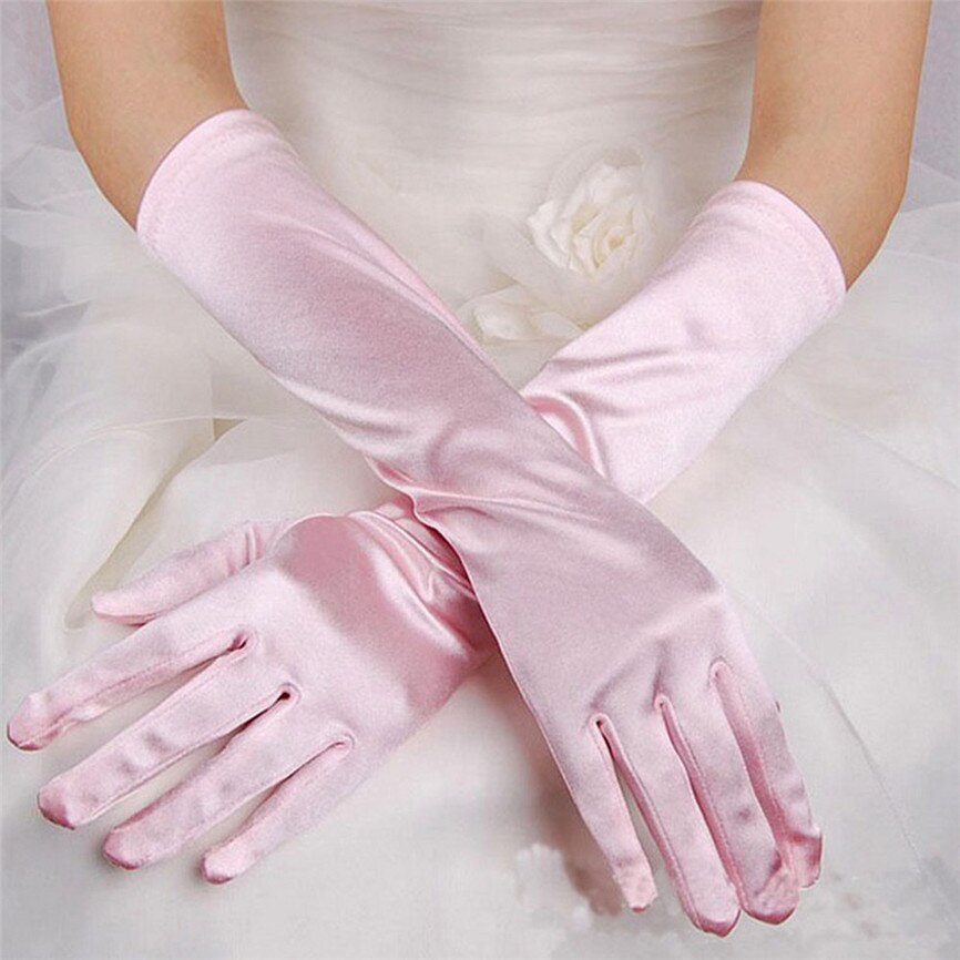 Womens Satin Long Gloves Opera Evening Party Prom Gloves Stretch Satin Evening Gloves Gloves Banquet