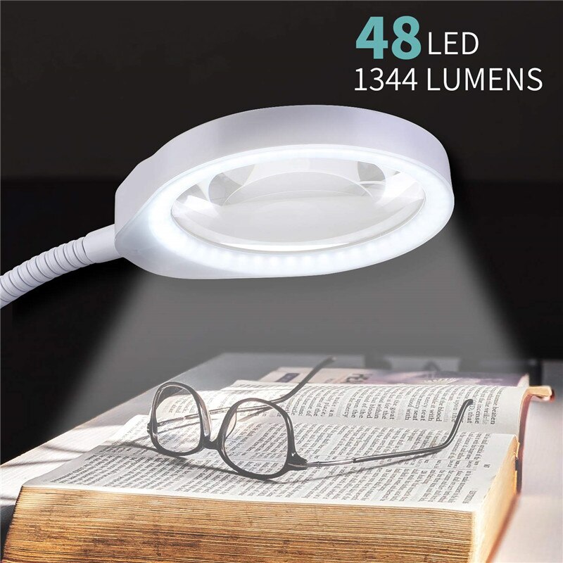 5x 8x 10x Lupe LED Schreibtisch Licht Tageslicht Lupe Tisch Lampe 48 LED Multi-funktion Schreibtisch Vergrößerungs Lampe
