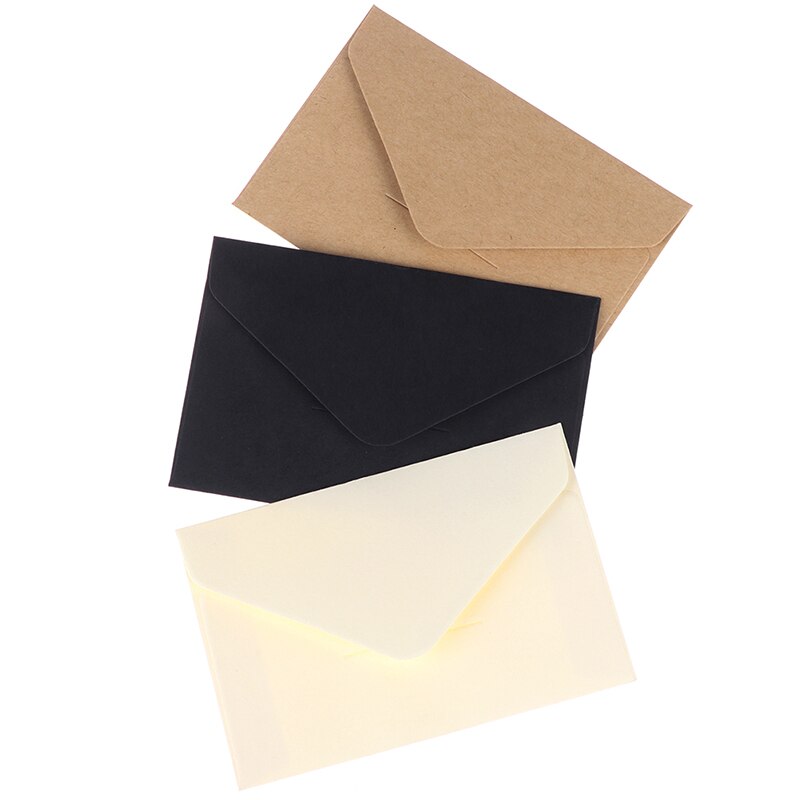 20 stuks klassieke witte zwarte kraft blanco mini-papieren enveloppen met venster, envelop voor huwelijksuitnodiging