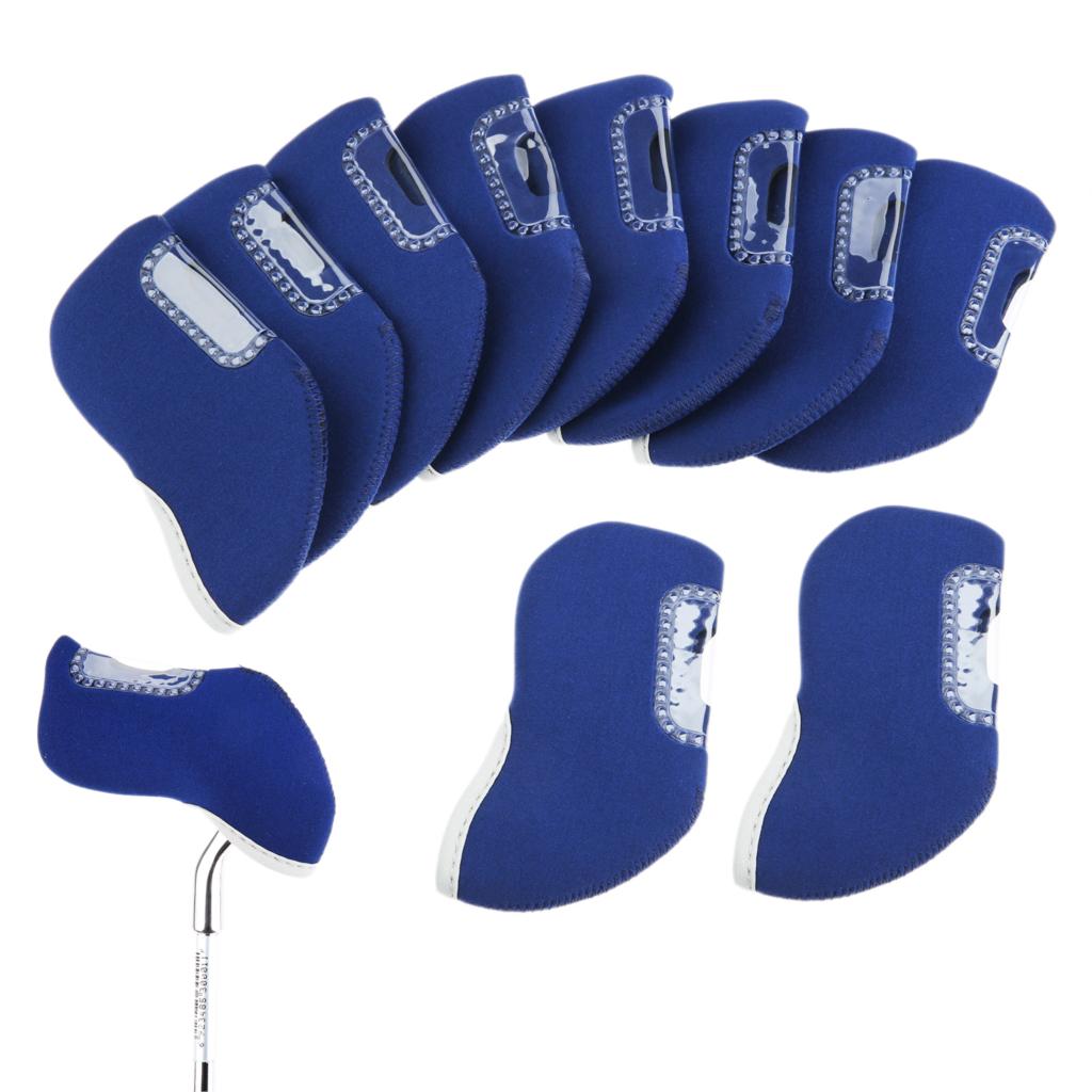 Housses de tête en fer Golf, protection de la tête en fer pour le Golf protection de la tête en fer pour le Club de Golf, accessoires de Golf, 9 couleurs, 10 pièces: Dark Blue