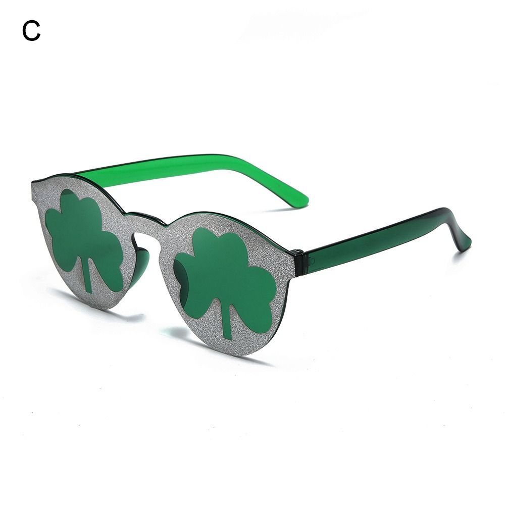 Gafas de sol de trébol irlandés para el Día de San Patricio, lentes verdes de trébol de cuatro hojas, disfraz de Leprechaun, gafas de sol sin montura a la