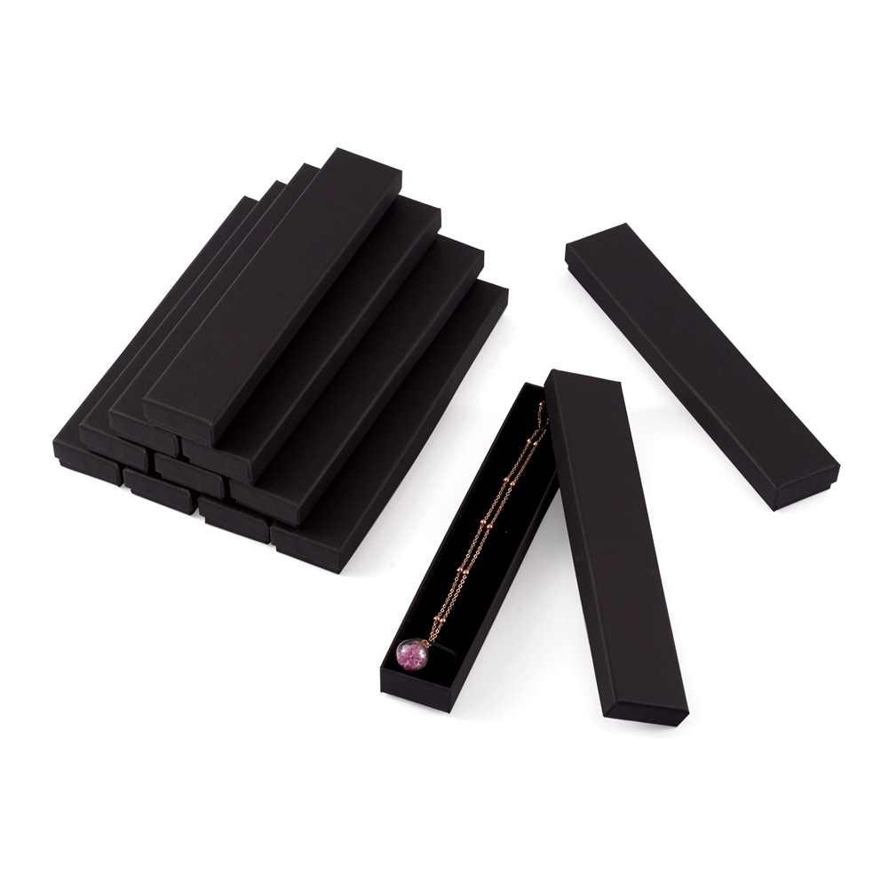 12 pcs 21x4x2cm Rectangle Cardboard Jewelry Set Box for Ring Necklace boxes for jewellery packaging with Sponge inside F70