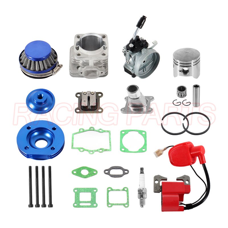 Cilinder Kit 19 Mm Carburateur Luchtfilter Voor 2 Takt Tweetakt 47cc 49cc Pocket Bike Mini Atv Quad Groep: Blauw