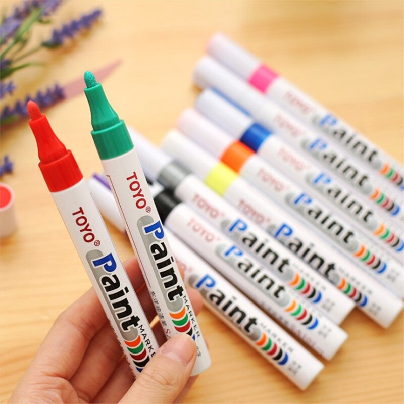 8 farver hvid vandtæt gummi permanent maling pen bil dæk slidbane miljømæssige dæk maling