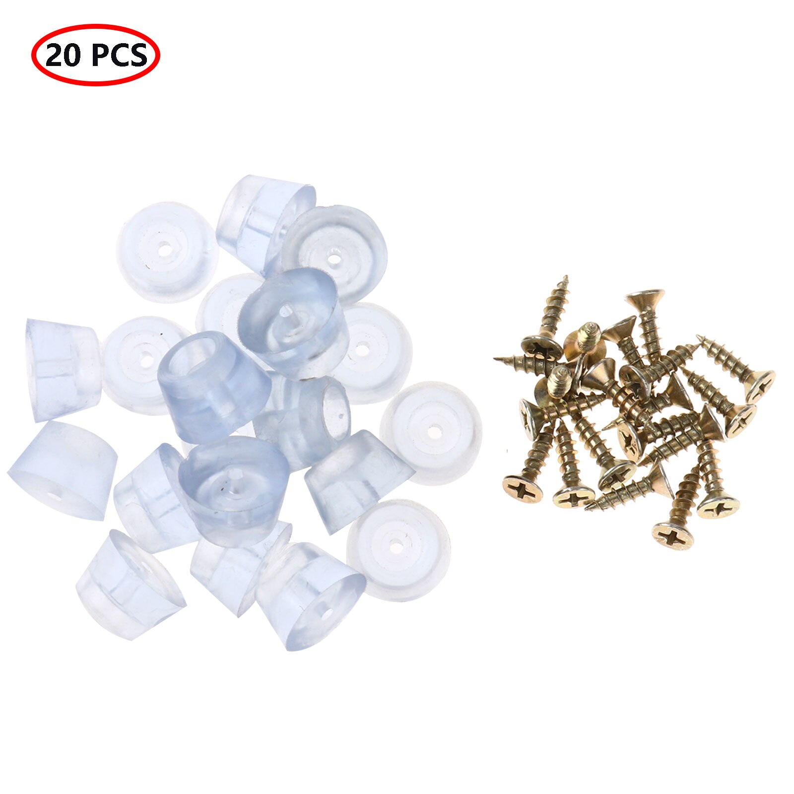 20 PVC Feet Pads Round Carpet Saver Chair Table Leg End Caps Glide Slider Gripper Anti Slip Furniture Mats Feet Cover with Screw: Clear 2