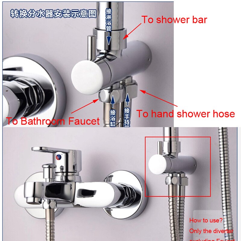 Split Style Bathroom Shower Set Diverter Water Valve wall mounted Brass Diverters Adapter for Converted Shower kits