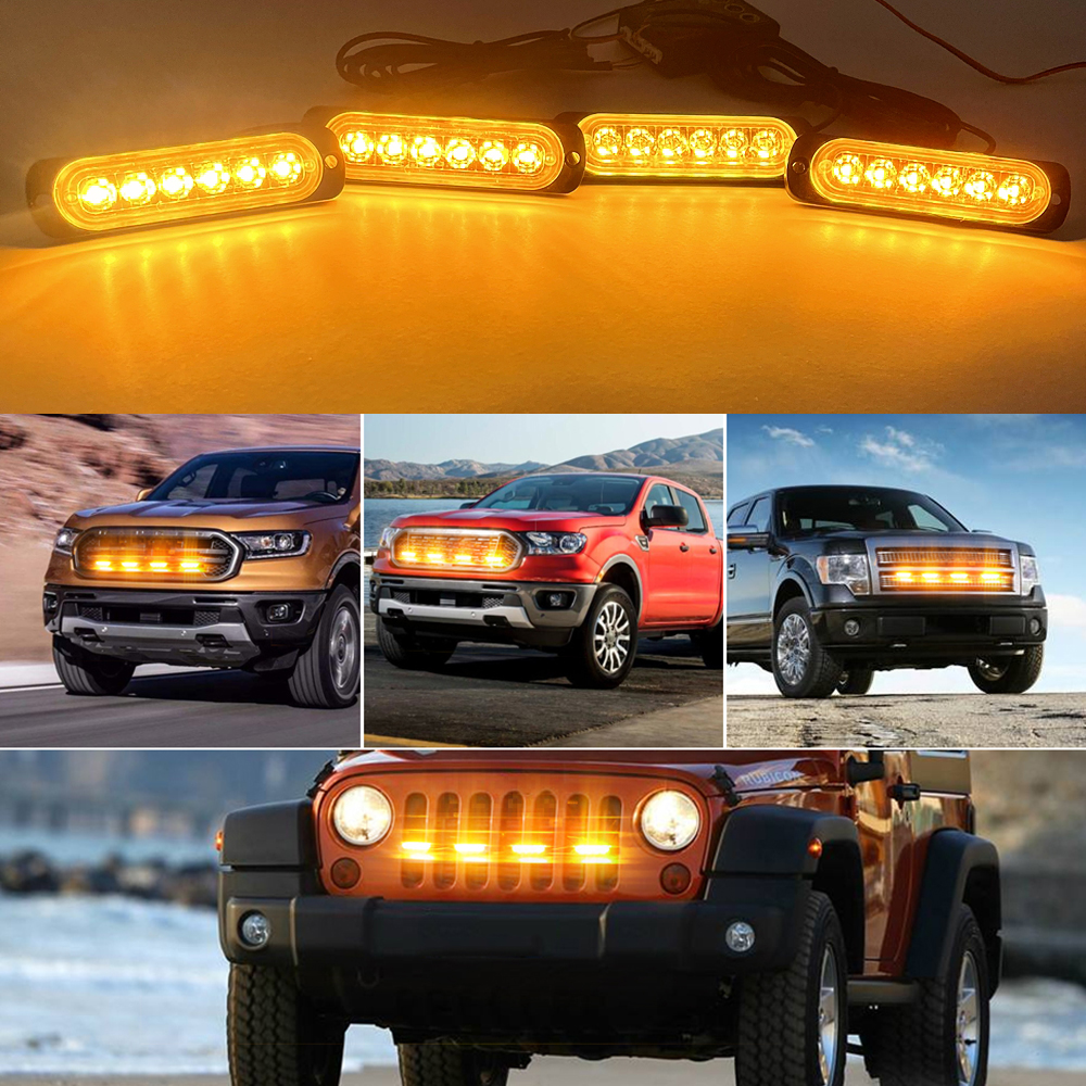 Luz de rejilla delantera para coche, luz estroboscópica de policía ámbar, Control remoto inalámbrico de emergencia, señal de Flash, baliza de bombero, lámpara de advertencia de 12V 24V
