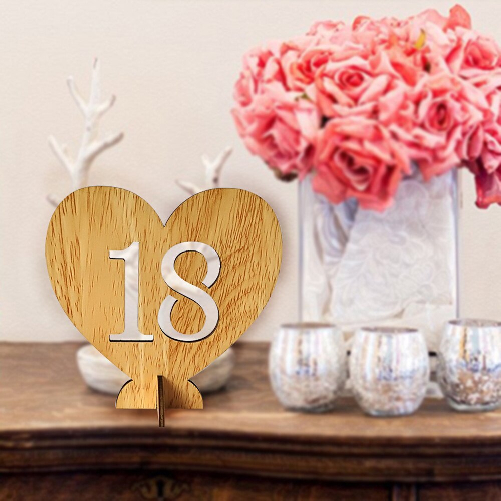 20 pièces 1-20 De Table De Mariage En Bois Porte-numéros avec Base pour Réception et Tableaux Décorations Style 3
