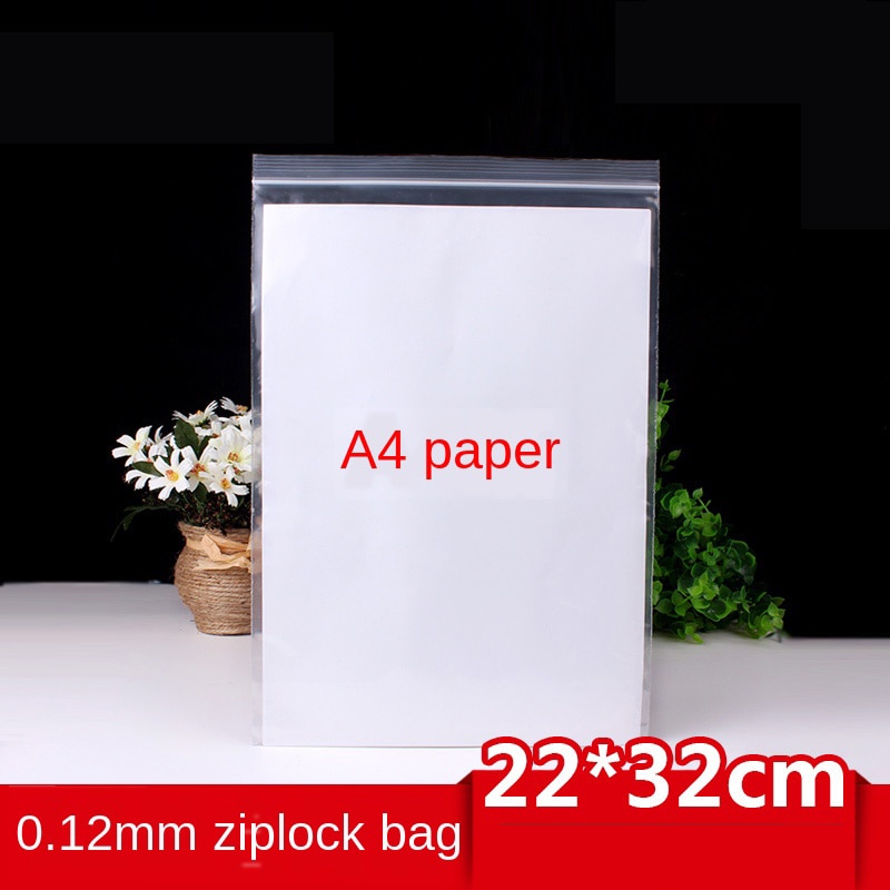 Ziplock Bag 12 Silk Large Plastic Bag 22X32cm A4 Paper Packaging Storage Bag Thicken Self-sealed Bags Fresh-keeping Sealing Bags