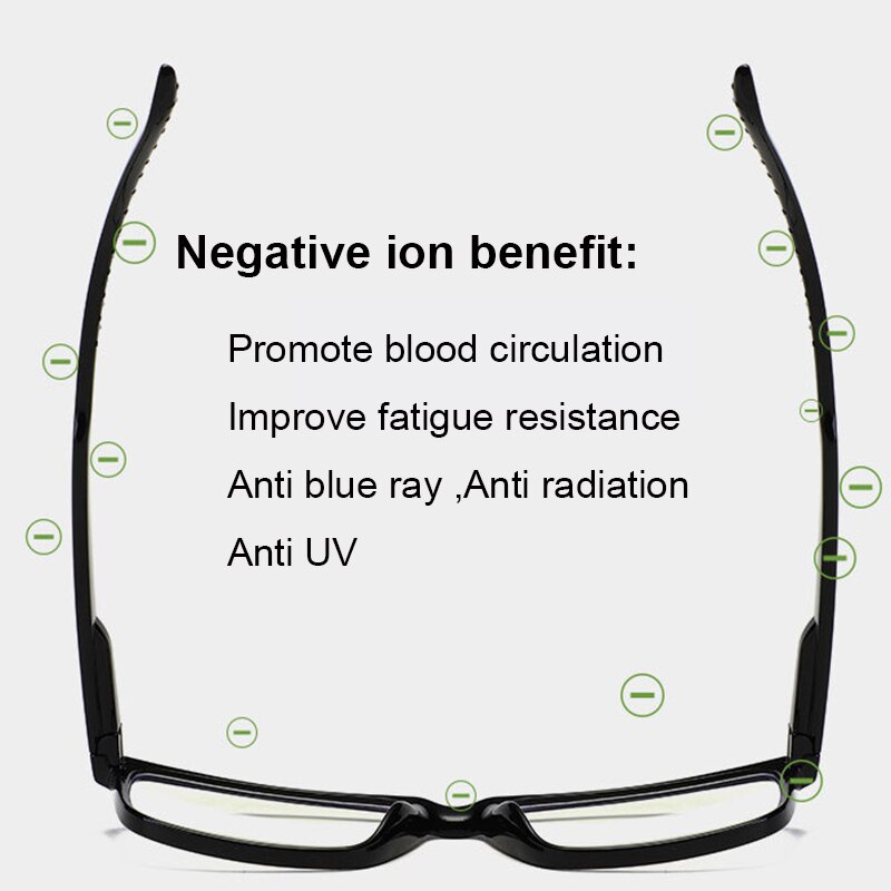 Blue Light Blocking Computer Glasses Square Eyeglasses Frame Anti Eye Strain Headache Computer Glasses UV400 Negative Oxygen Ion