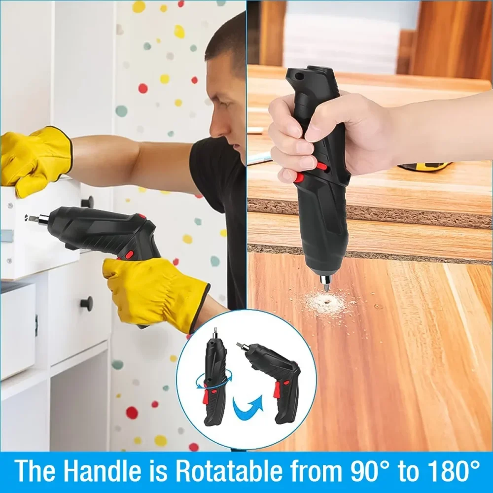 Tournevis électrique au Lithium Rechargeable, outil sans fil 47 en 1, tournevis Portable rotatif à 90 degrés avec LED pour outils de bricolage