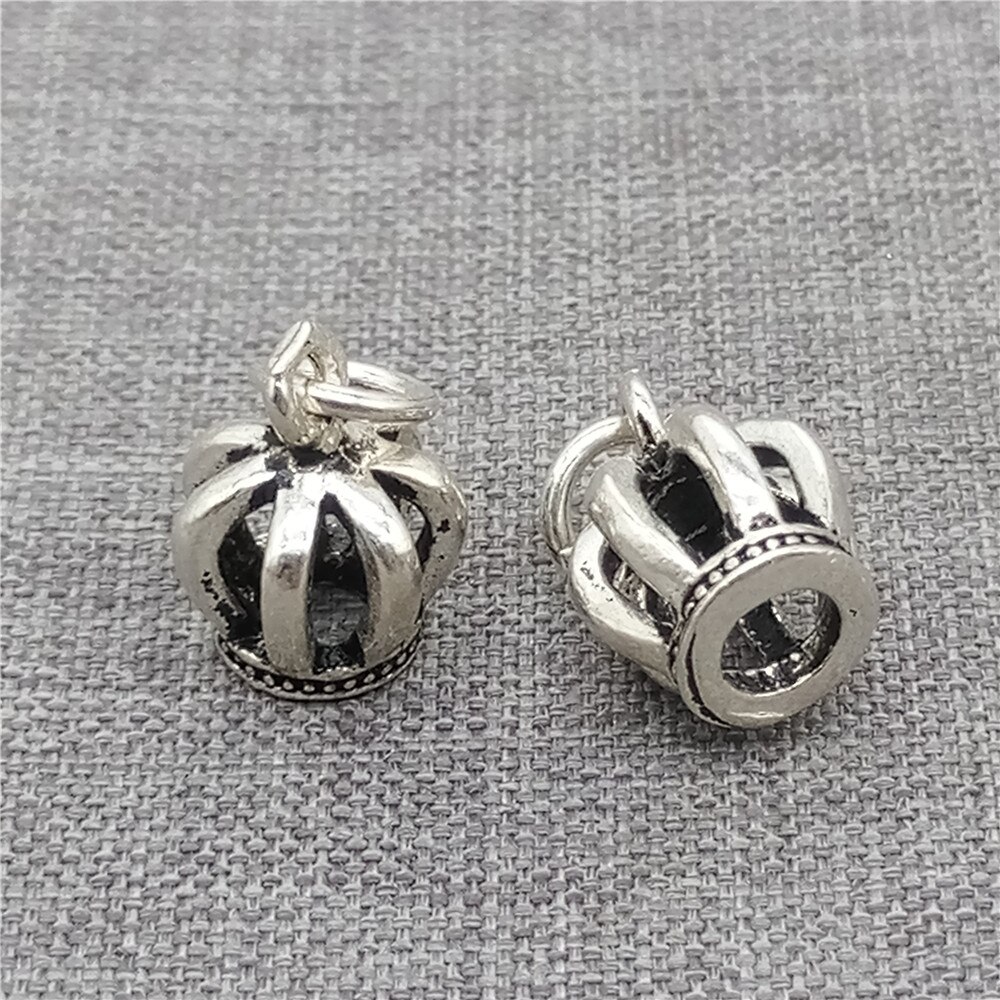 2 Stuks Van 925 Sterling Zilveren Kroon Charms 3D Voor Armband Ketting