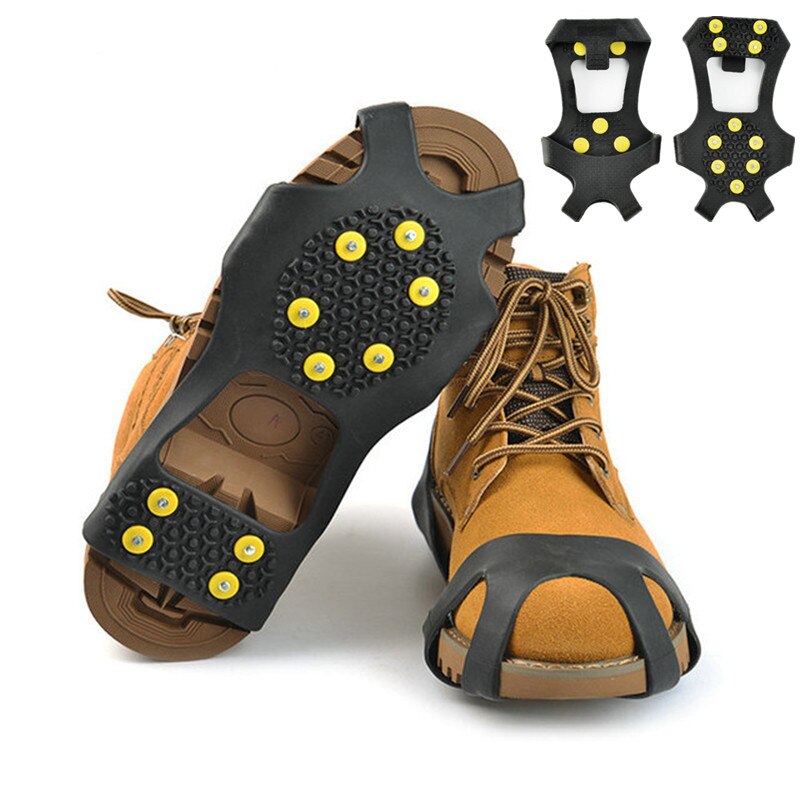 10 Studs Anti-Skid Snow Ice Climbing Shoe Spikes Ice Grippers Cleats Crampons Winter Climbing Anti Slip Shoes Cover
