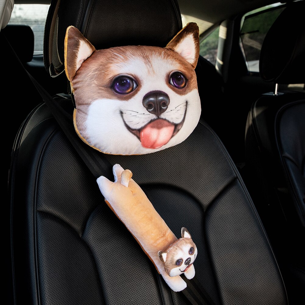 3D dessin animé Animal voiture appui-tête oreiller coussin cou oreiller universel voiture sécurité ceinture de sécurité couverture ceinture de sécurité épaulière coussin