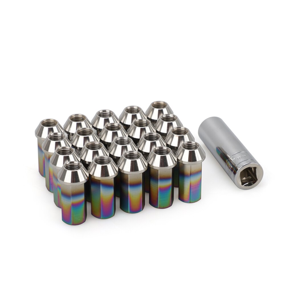 20PCS Stainless Steel lug nut 45MM Tapered conical seat M12*1.5 Racing Car Modification lug nuts HEX17MM: new chrome