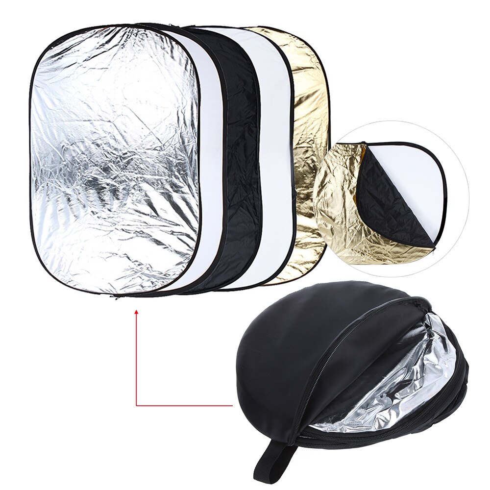 Andoer 24 "* 36"/60*90 cm 5 in 1 (Oro, Argento, Bianco, nero, Trasparente) Multi Pieghevole Studio Fotografico Fotografia Luce Riflettore