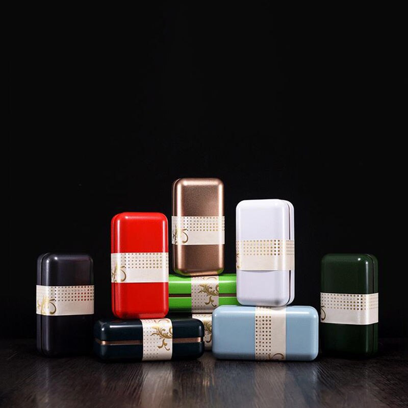 Mini Portable Universal Tea Square Can Storage Tinplate Box Packaging Jar