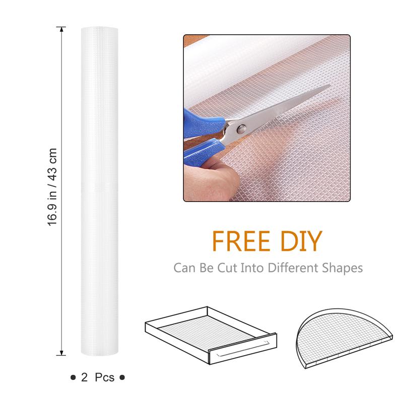 2 rollen 450g/ m² plank lade liner eva antislipmat waterdichte koelkastmat 150 x 43cm ( transparant wit)