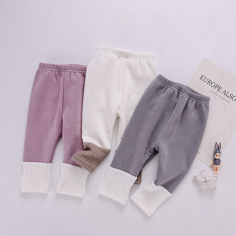 Kids Plush Pants Autumn And Winter Baby Leggings For Boys Girls Plush Thickened Cotton Bottoming Pants