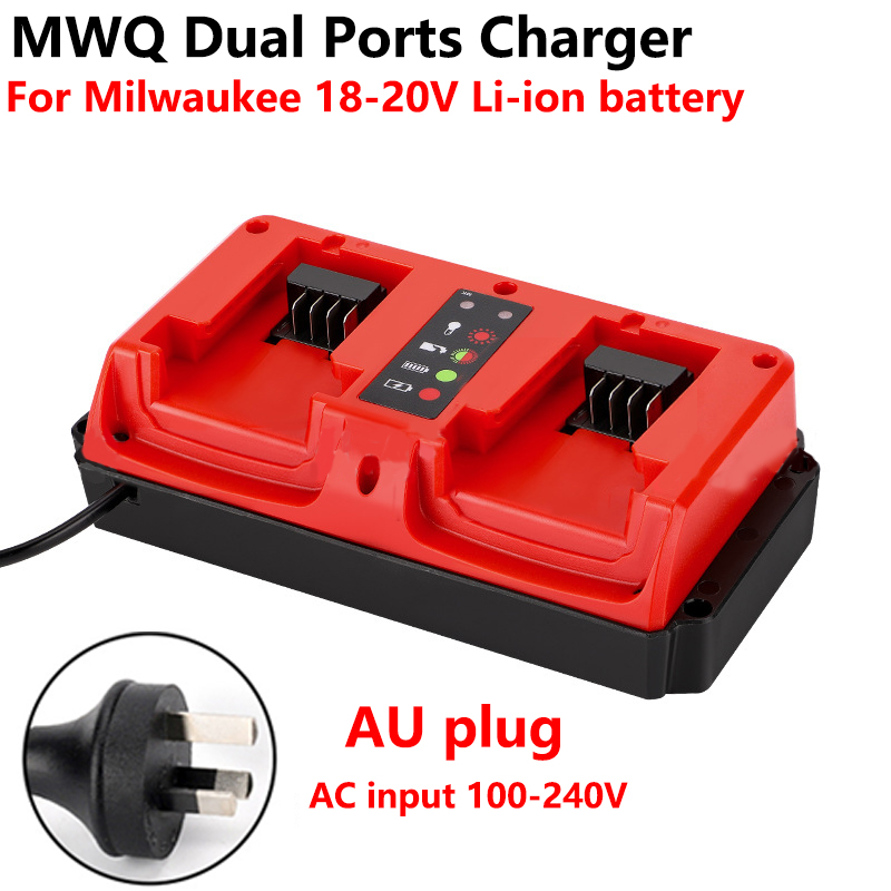 chargeur Portable à double Ports pour batterie au Lithium Milwaukee 18V-20V Rechargeable 48-11-1815 48-11-1820 48-11-1830 chargeur rapide: Black
