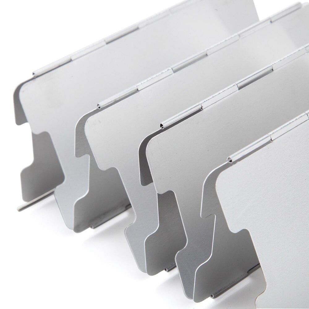 8-16 Platen Outdoor Gasfornuis Wind Shield Opvouwbare Camping Koken Brander Winddicht Scherm Aluminium Picknick Kachel