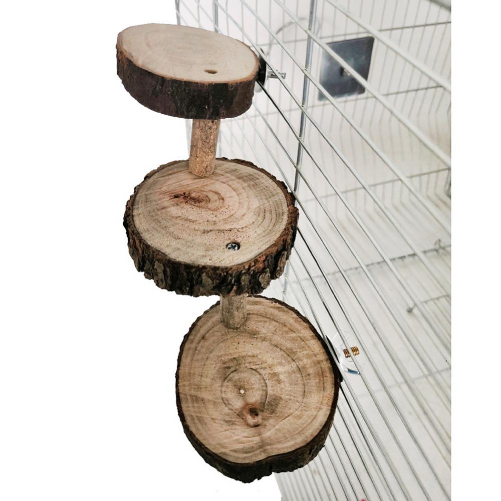 Wooden Mini Parrot Hamster Climbing Stair Ladder Pet Perches Stand Platform Toy Log Yellow Three Ladder Five Ladder Pendant